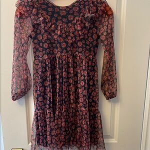 Floral Kids Dress - Black and Red